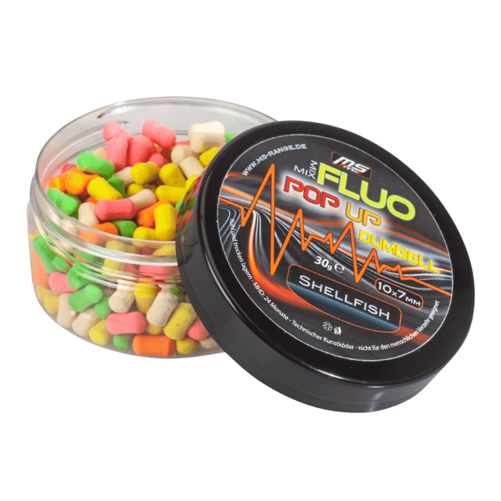 MS Range Fluo Pop Up Dumbell Mix Shellfish 10x7 Mm 3 MS Range Fluo Pop Up Dumbell Mix Shellfish 10x7 Mm