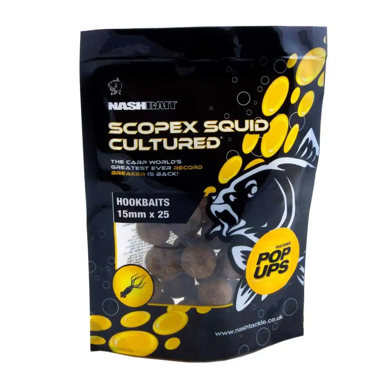 Nash Bait Scopex Squid Cultured Pop Ups 15mm 3 Nash Bait Scopex Squid Cultured Pop Ups 15mm